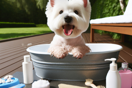 An image illustrating Cómo bañar correctamente a un Westie paso a paso
