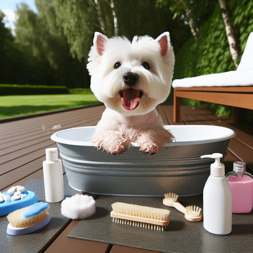 An image illustrating Cómo bañar correctamente a un Westie paso a paso