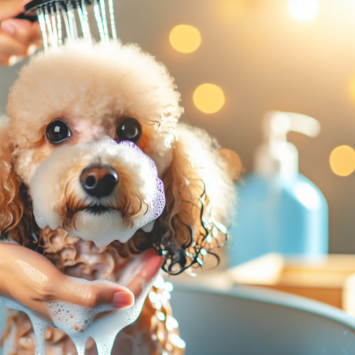An image illustrating Cómo bañar correctamente a un Poodle sin dañar su piel