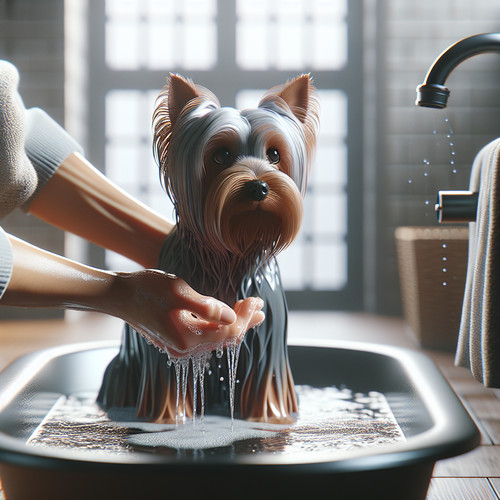 An image illustrating Cómo bañar correctamente a un Yorkshire Terrier sin estresarlo