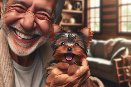An image illustrating El Yorkshire Terrier ideal para adultos mayores en Chile