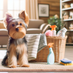 An image illustrating El Yorkshire Terrier y la limpieza del hogar - tips prácticos