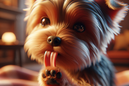 An image illustrating Por qué tu Yorkshire Terrier se lame tanto las patas