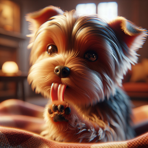 An image illustrating Por qué tu Yorkshire Terrier se lame tanto las patas
