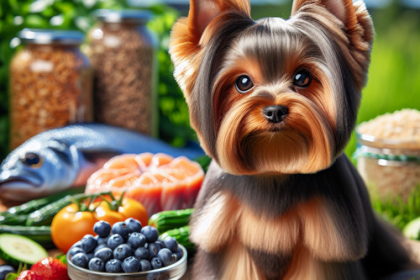 An image illustrating Qué alimentos naturales mejoran el pelo del Yorkshire Terrier