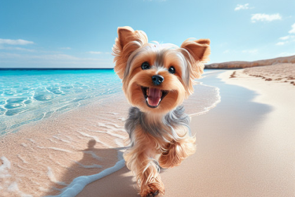 An image illustrating Yorkshire Terrier y paseos por la playa - precauciones importantes