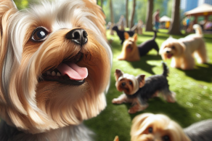 An image illustrating Cómo socializar a un Yorkshire Terrier con otros perros
