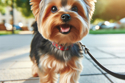 An image illustrating Cómo entrenar a un Yorkshire Terrier para paseos con correa