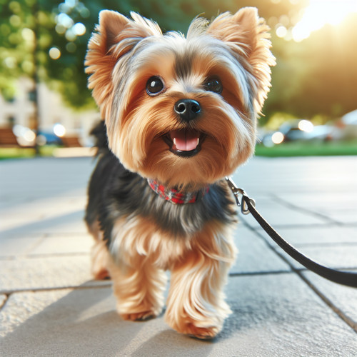 An image illustrating Cómo entrenar a un Yorkshire Terrier para paseos con correa