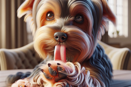 An image illustrating Por qué tu Yorkshire Terrier se lame las patas constantemente