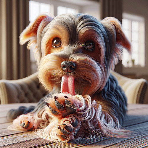 An image illustrating Por qué tu Yorkshire Terrier se lame las patas constantemente