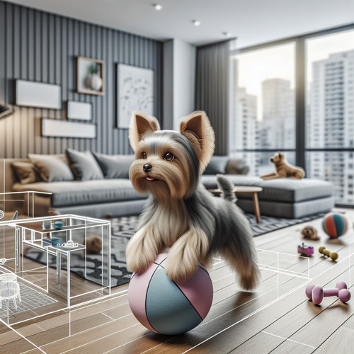 An image illustrating Cómo ejercitar a tu Yorkshire Terrier dentro del departamento