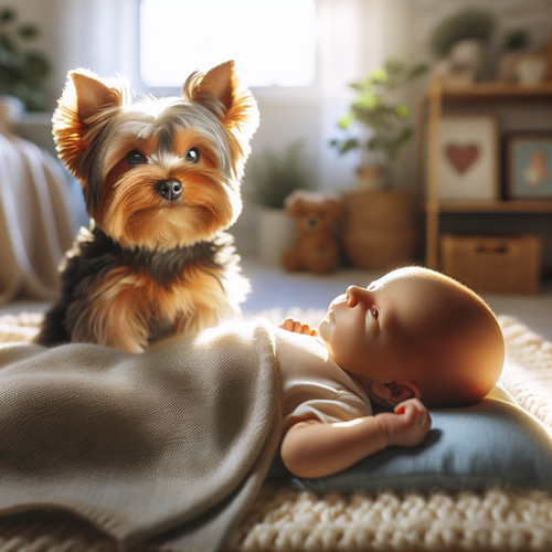 An image illustrating Yorkshire Terrier y bebés - cómo presentarlos correctamente