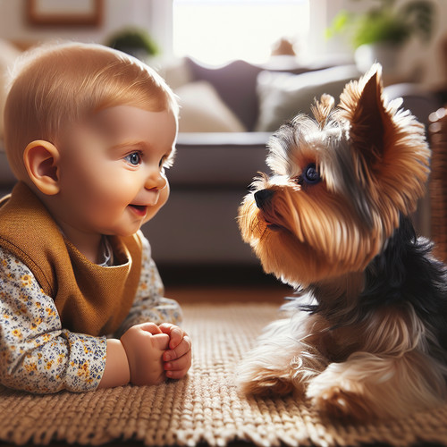 An image illustrating Yorkshire Terrier y bebés cómo presentarlos correctamente