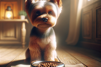 An image illustrating Cómo enseñarle a tu Yorkshire Terrier a esperar la comida