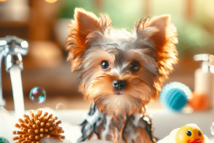 An image illustrating Cómo hacer que tu Yorkshire Terrier se acostumbre al baño