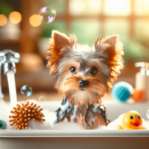 An image illustrating Cómo hacer que tu Yorkshire Terrier se acostumbre al baño
