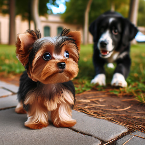 An image illustrating Qué hacer si tu Yorkshire Terrier tiene miedo de otros perros