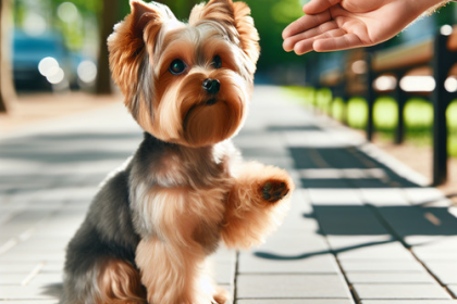 An image illustrating Cómo enseñarle a tu Yorkshire Terrier a no comer del suelo