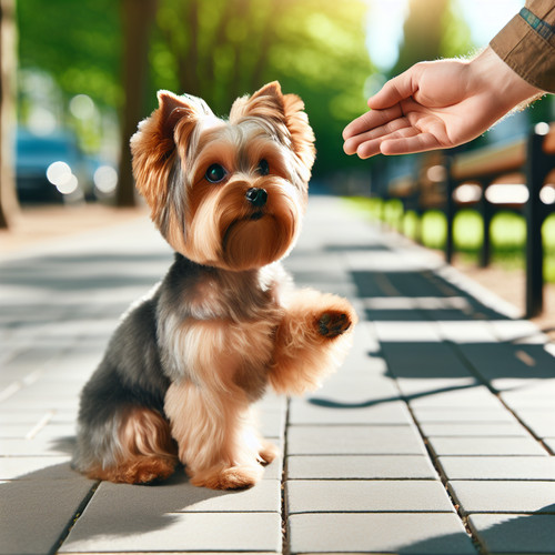 An image illustrating Cómo enseñarle a tu Yorkshire Terrier a no comer del suelo