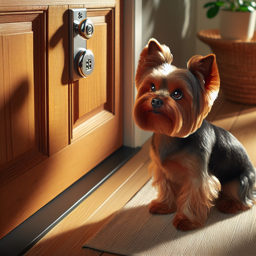 An image illustrating Qué hacer si tu Yorkshire Terrier ladra cuando suena el timbre