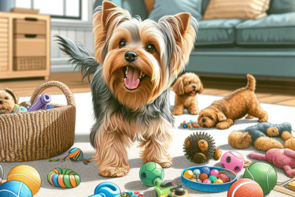 An image illustrating Qué hacer si tu Yorkshire Terrier destruye sus juguetes