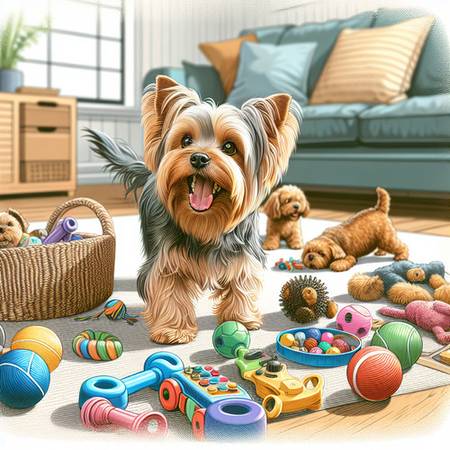 An image illustrating Qué hacer si tu Yorkshire Terrier destruye sus juguetes