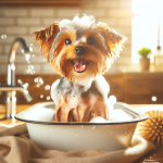 An image illustrating Qué hacer si tu Yorkshire Terrier no quiere bañarse