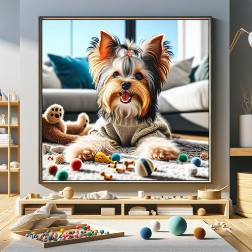 An image illustrating Qué actividades hacer en casa con tu Yorkshire Terrier