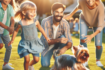 An image illustrating Cómo entrenar a un Yorkshire Terrier con niños pequeños