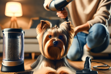 An image illustrating Qué hacer si tu Yorkshire Terrier tiene miedo al secador o aspiradora