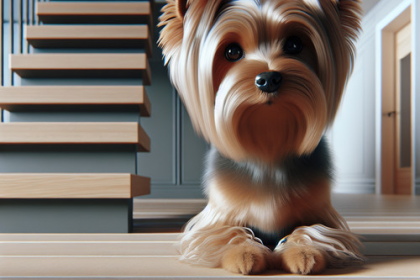 An image illustrating Cómo enseñarle a tu Yorkshire Terrier a no subir escaleras