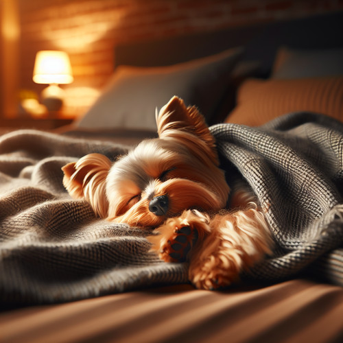 An image illustrating Qué rutinas nocturnas ayudan a que tu Yorkshire Terrier duerma mejor