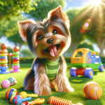 An image illustrating Qué juegos al aire libre son seguros para un Yorkshire Terrier