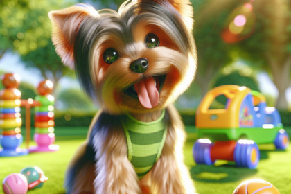 An image illustrating Qué juegos al aire libre son seguros para un Yorkshire Terrier