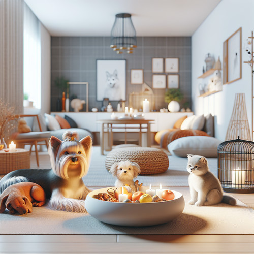 An image illustrating Cómo entrenar a un Yorkshire Terrier con otros animales en casa