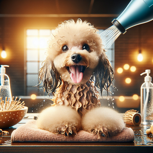 An image illustrating Cómo bañar a un Poodle sin secador