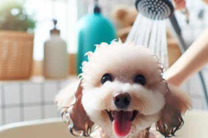 An image illustrating Cómo bañar a un Poodle sin mojarle las orejas