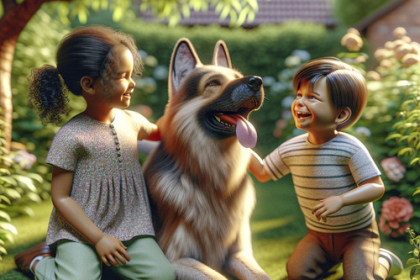 An image illustrating Pastor Alemán y niños consejos para una buena convivencia