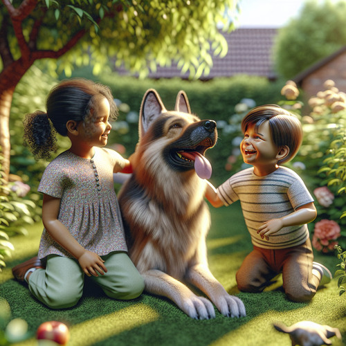 An image illustrating Pastor Alemán y niños consejos para una buena convivencia