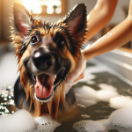 An image illustrating Cómo bañar a tu Pastor Alemán sin dañar su piel