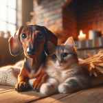 An image illustrating Dachshund y gatos pueden convivir bien