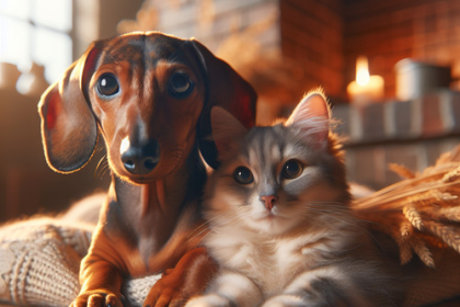 An image illustrating Dachshund y gatos pueden convivir bien
