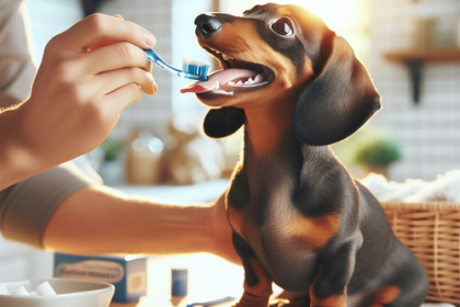 An image illustrating Cómo cepillar los dientes de un Dachshund paso a paso