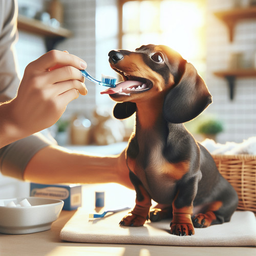 An image illustrating Cómo cepillar los dientes de un Dachshund paso a paso