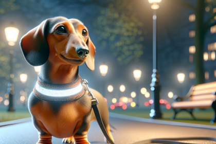An image illustrating Dachshund y paseos nocturnos recomendaciones de seguridad