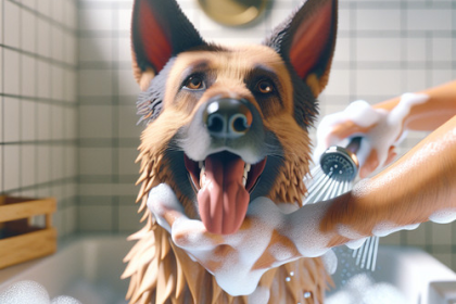 An image illustrating Consejos para bañar correctamente a tu Pastor Alemán