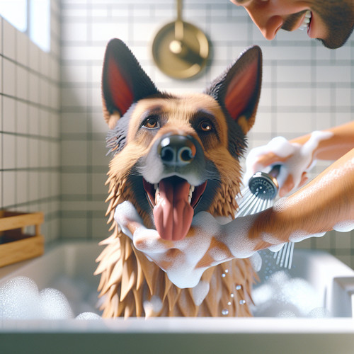 An image illustrating Consejos para bañar correctamente a tu Pastor Alemán
