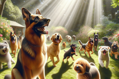 An image illustrating Cómo socializar a tu Pastor Alemán con otros perros