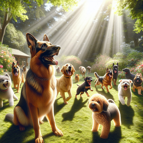 An image illustrating Cómo socializar a tu Pastor Alemán con otros perros